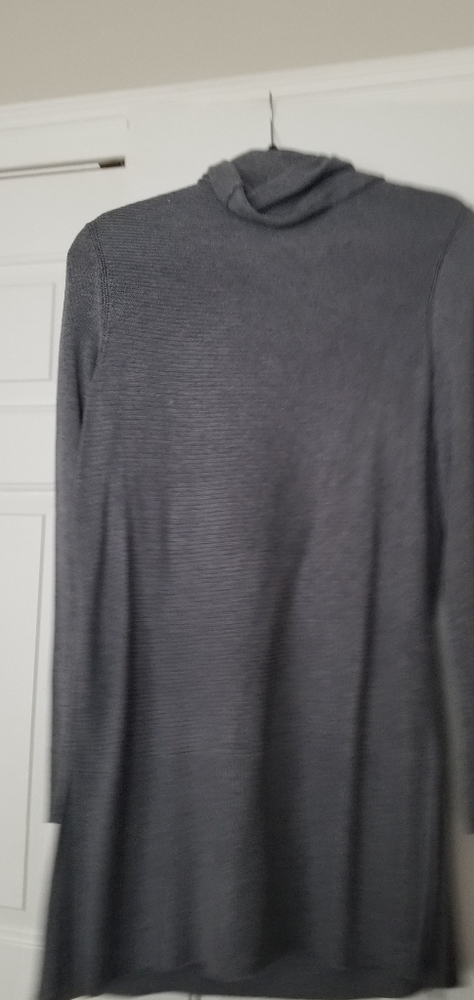 Cowl neck, tunic sweater.